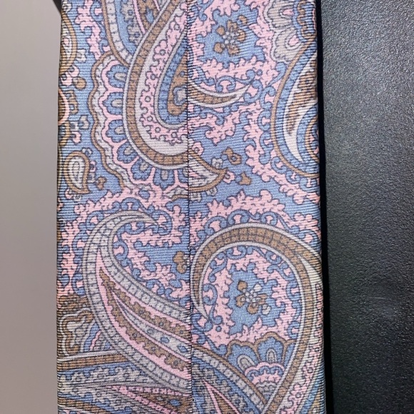 Lanvin Paris Paisley Light Blue Pink Made in Italy Silk Necktie Tie - Picture 13 of 14